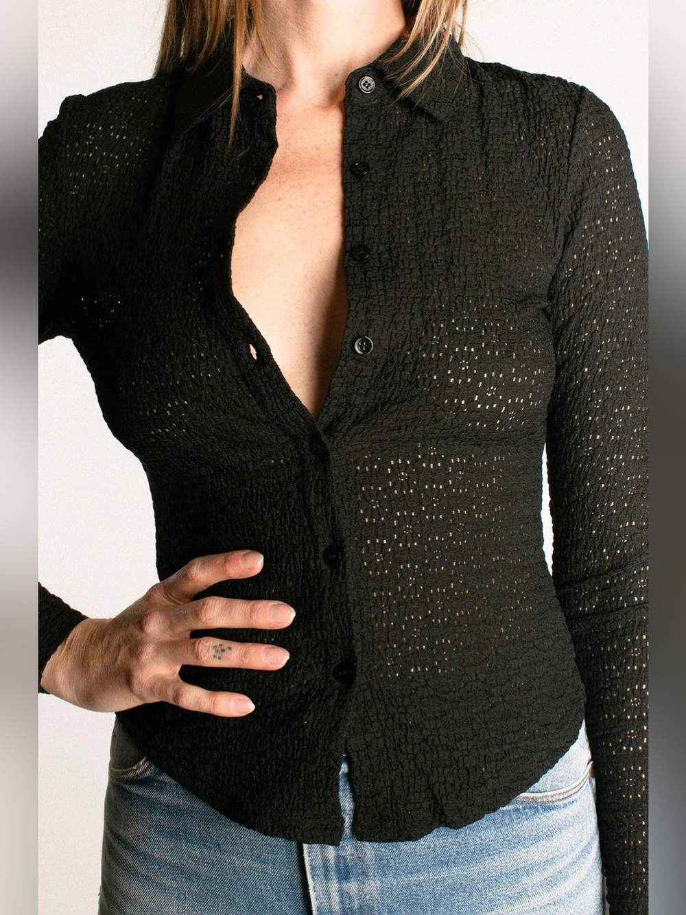 NWT Rolla's Daisy Lace Black LS top stretchy bodycon size XS